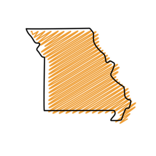 Orange Scribble Map Of Missouri Sticker