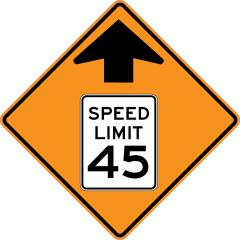 Orange Speed Limit 45 Ahead Sticker