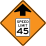 Orange Speed Limit 45 Ahead Sticker