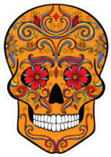 Orange Sugar Skull Sticker