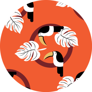 Orange Toucans Seamless Foliage Sticker