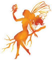 Orange Watercolor Fairy Sticker