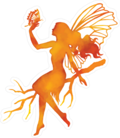 Orange Watercolor Fairy Sticker