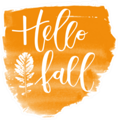 Orange Watercolor Hello Fall Sticker