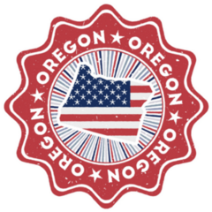 Oregon American Round Grunge Stamp Sticker
