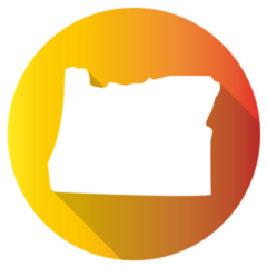 Oregon Map Icon Gradient Color Banner Sticker