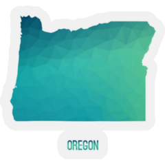 Oregon Map In Geometric Polygonal Mosaic Sticker