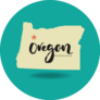Oregon Map On Blue Sticker