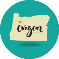 Oregon Map On Blue Sticker