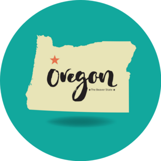 Oregon Map On Blue Sticker