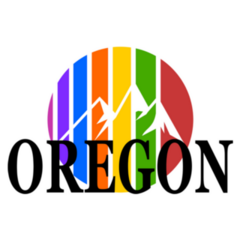 Oregon Mountains Colorful Label Sticker