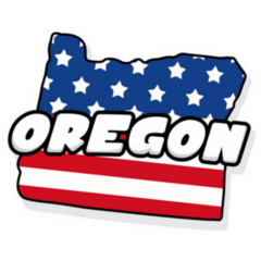 Oregon On American Flag State Map Sticker