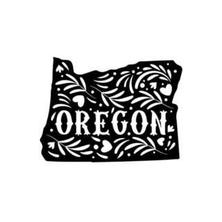 Oregon State Map With Doodle Ornaments Sticker