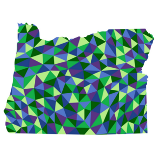 Oregon U.s. State Map Low Poly Style Blue And Green Sticker