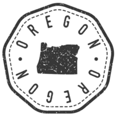 Oregon, Usa Map Stamp Retro Sticker