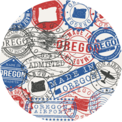 Oregon, Usa Set Of Stamp Travel Sticker