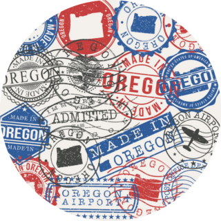 Oregon, Usa Set Of Stamp Travel Sticker