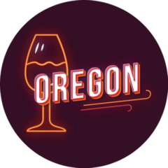 Oregon Vintage Neon Light Wine Glass Sticker
