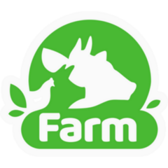 Organic Farm Icon With Cow & Farm Animals Sticker