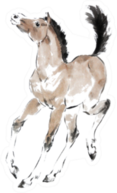 Oriental Style Painting Of A Running Foal Horse Sticker