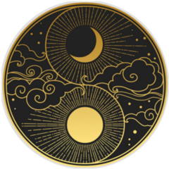 Oriental Style Sun, Moon, Clouds Sticker