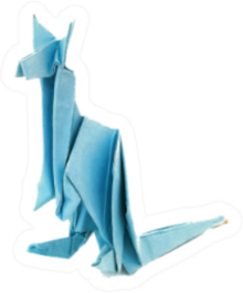 Origami Kangaroo Blue Paper Sticker