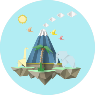 Origami Landscape Sticker