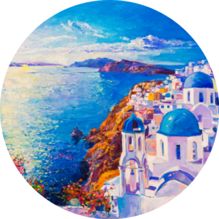 Original Oil Painting On Canvas Blue Sea Sticker