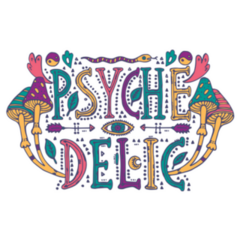 Ornamental Psychedelic Lettering Magic Mushroom Sticker