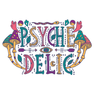 Ornamental Psychedelic Lettering Magic Mushroom Sticker