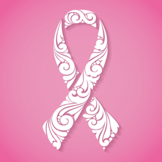 Ornate Breast Cancer Ribbon Sticker