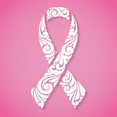 Ornate Breast Cancer Ribbon Sticker