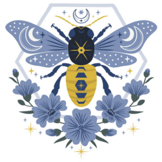 Ornate Cosmic Bee With Celestial Markings Sticker