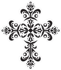 Ornate Decorative Cross Stencil Sticker