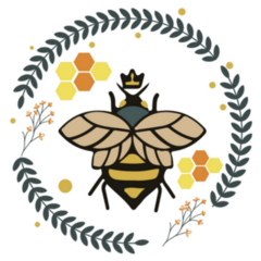 Ornate Floral Bee Botanical Wreath Sticker