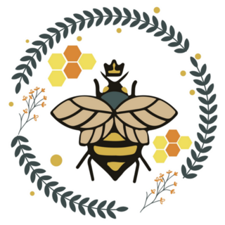 Ornate Floral Bee Botanical Wreath Sticker