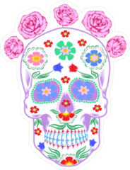 Ornate Flower Decorated Day Of The Dead Sticker