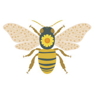 Ornate Folksy Symmetrical Bee Sticker