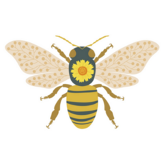 Ornate Folksy Symmetrical Bee Sticker