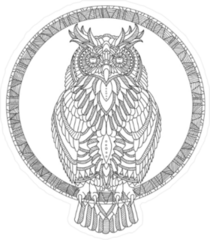 Ornate Hand Drawn Owl Sticker