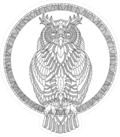Ornate Hand Drawn Owl Sticker