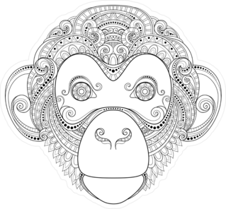 Ornate Monkey Head Sticker