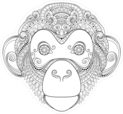 Ornate Monkey Head Sticker