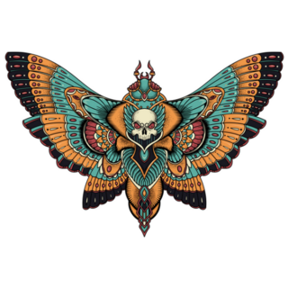 Ornate Moth/Butterfly with Skull Sticker