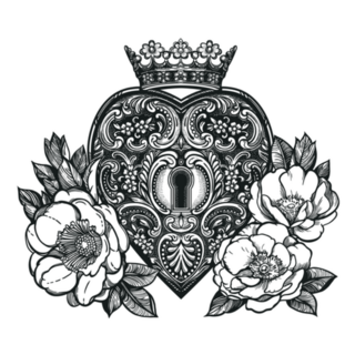 Ornate Mystic Heart Keyhole Tattoo Sticker