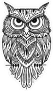 Ornate  Zenart Owl Sticker