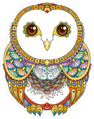 Ornate Zendoodle Owl Sticker