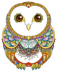 Ornate Zendoodle Owl Sticker