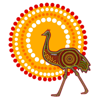 Ostrich And Sun Ethnic Sticker