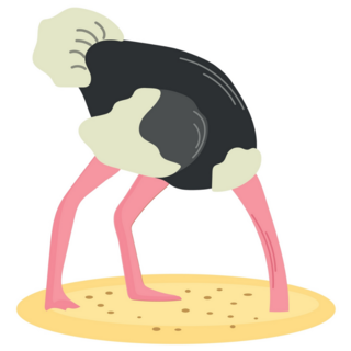 Ostrich Head In Sand Cartoon Sticker